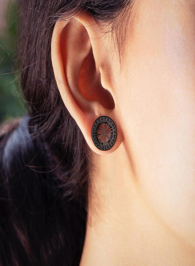 Earblity 1 Pair Cute gauges with Norse Viking Rune 00g/ 10mm Ear Tunnels Plugs 316 Stainless Steel Black Ear Gauges Weight Saddle Plugs Hypoallergenic expander Piercing Body Jewelry for women and men - Image 3